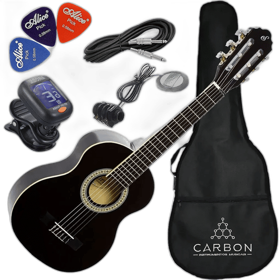 Kit Violão Giannini Start N6 3/4 Preto Eletroacústico Nylon