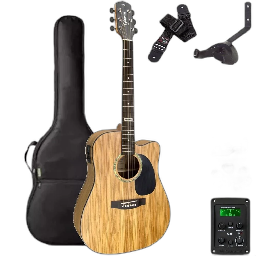 Violão Giannini Folk Aço GF1D Natural Zebra (ZW) + KIT2PI