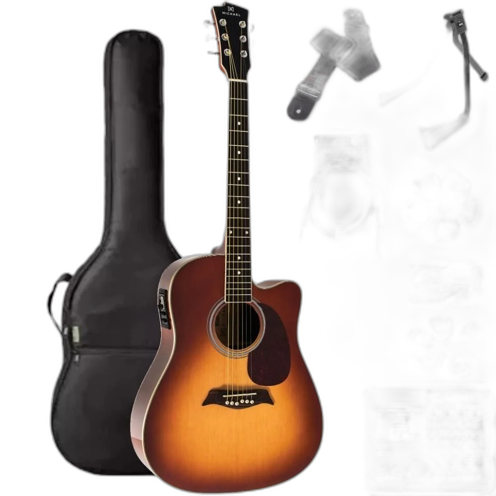 Violão Elétrico Aço Michael Folk Vm925dt Vs Vintage Sunburst