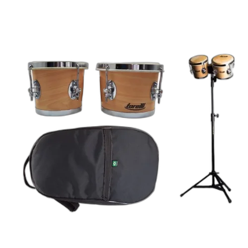 Bongo Torelli Natural 7x8 Tb011 Com Pedestal E Capa Extra Luxo