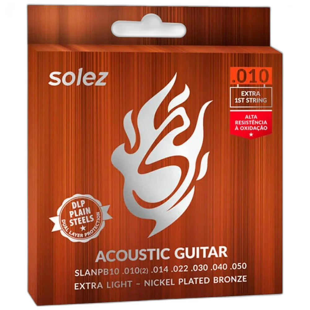 Encordoamento Violão Aço Solez 6 Cordas Slanpb10 Nickel