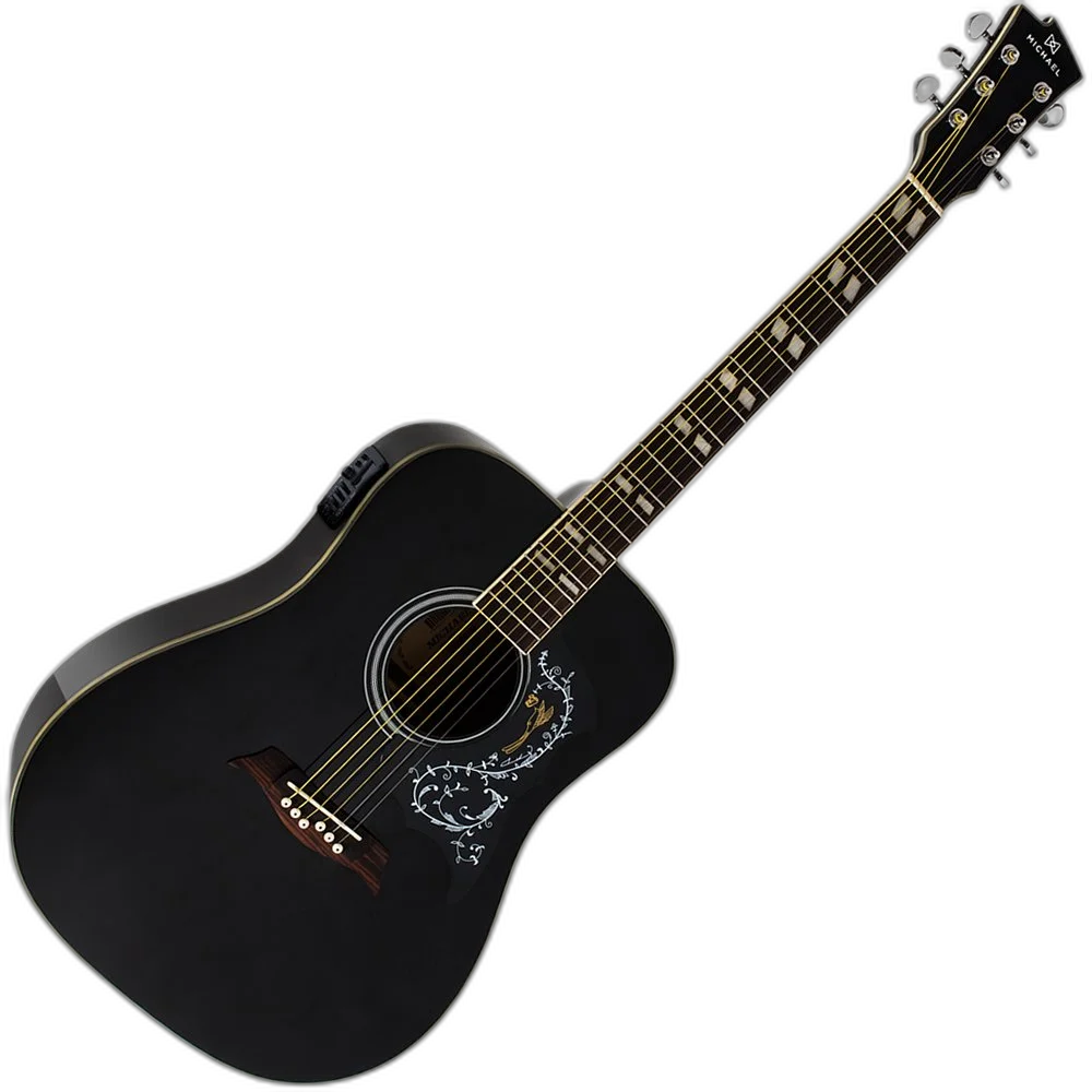 Kit Violão Elétrico Folk Michael Vm925Dt Bk Galaxy Preto