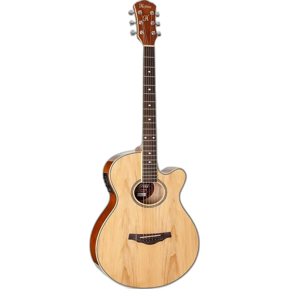 Violão Mini Jumbo Elétrico Hofma HMF249 Natural + Capa