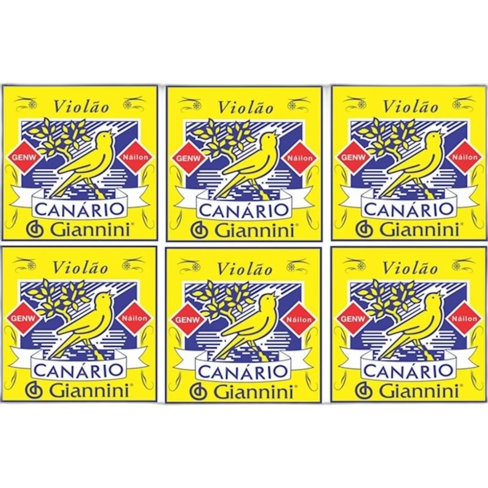 6 Encordoamento Violão Nylon Canário Giannini Genw - Média