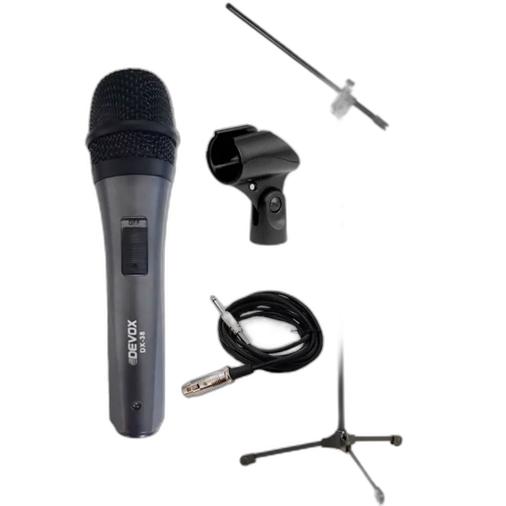 Kit Microfone Devox Dx-38 Profissional + Pedestal Tps E Cabo