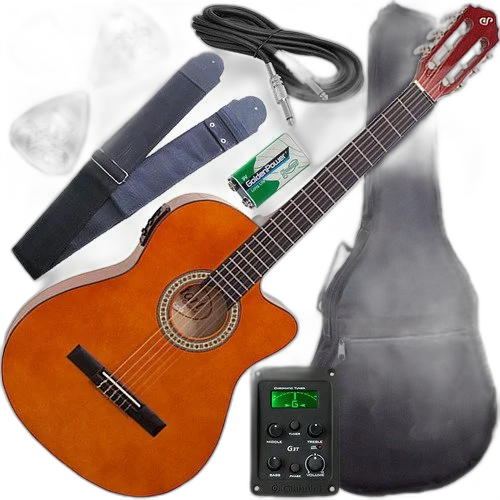 Kit Violão Flat Eletroacústico Linden Nf14 Ceq Nt Giannini