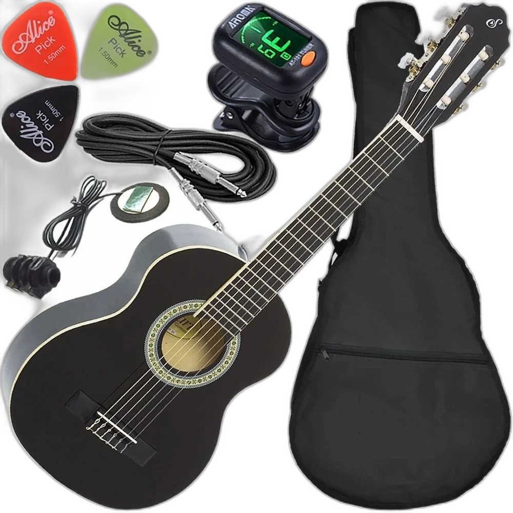 Kit Violão Infantil Giannini Elétrico Nylon 1/4 Capa Nr Bk