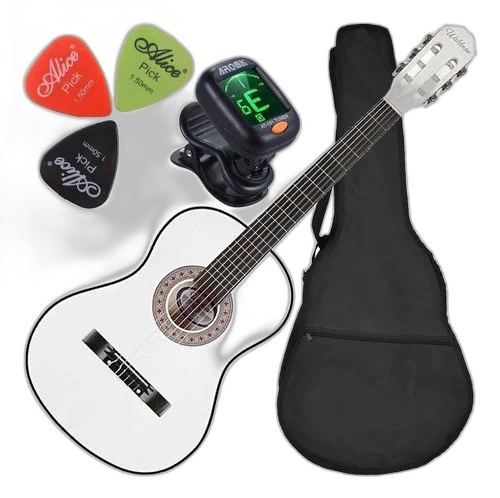 Kit Violão Acústico Queens Popstar Branco Cordas Aço 38