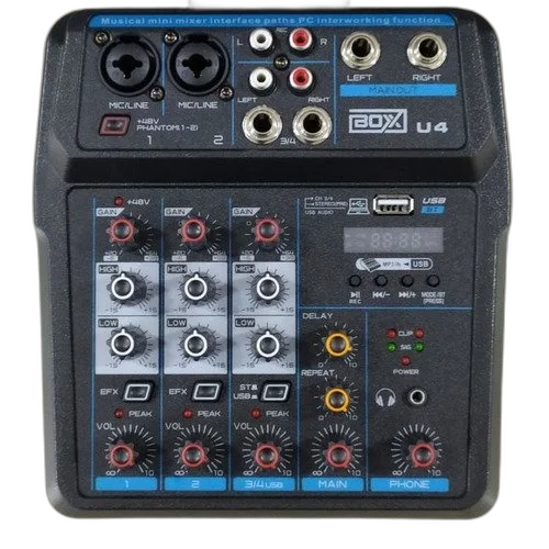 Mesa De Som Boxx Mixer U4  4 Canais Usb Com Interface