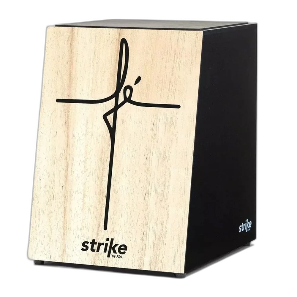 Kit Cajon Fsa Strike Fé Jesus Deus Acústico Capa Vassourinha