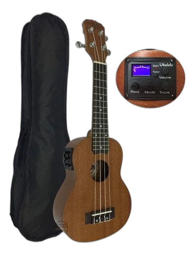 Kit Ukulele Eletroacústico Soprano Malibu 21se C/ Acessórios
