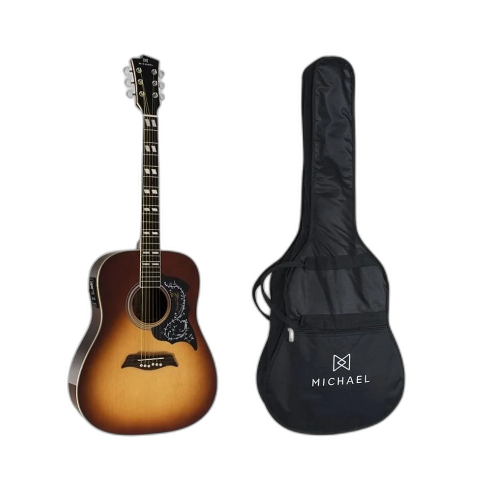 Violão Elétrico Michael Vm925 Folk Aço Vintage Sunburst