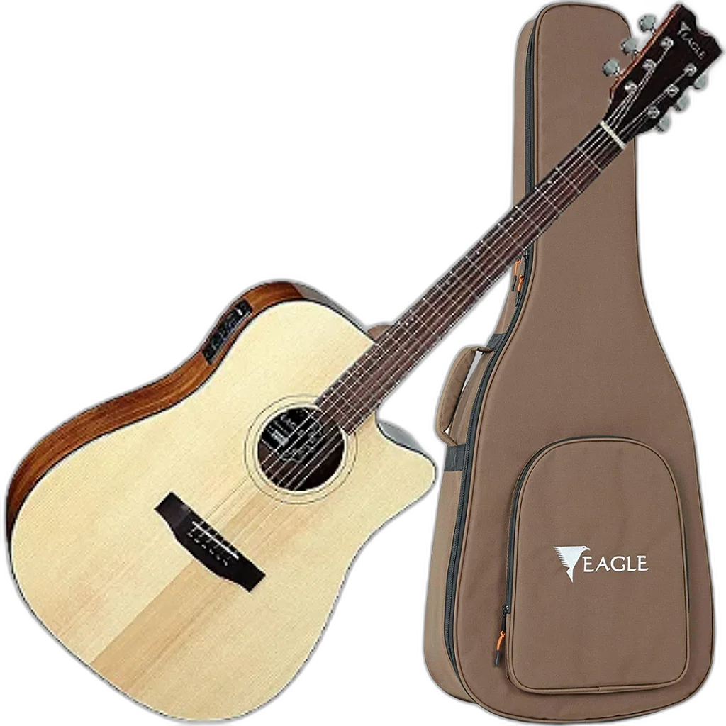 Violão Elétrico Folk Aço EMD470CE NT Natural Eagle Com Case