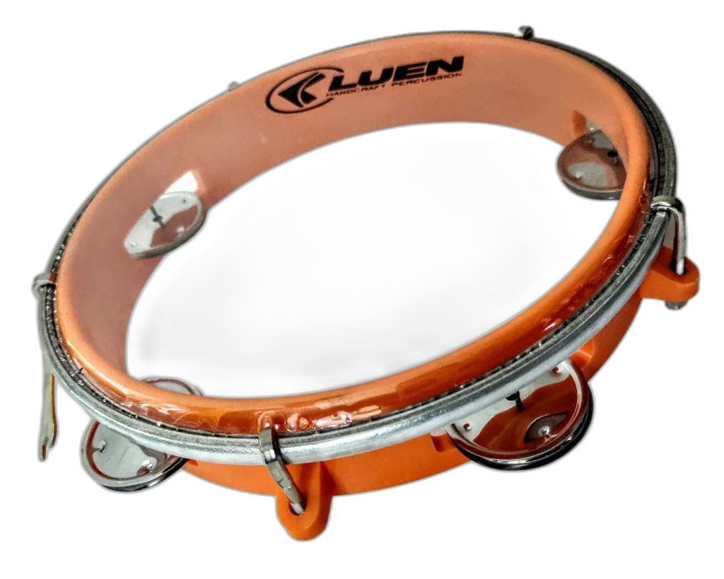 Pandeiro Luen 40084 8" Polegadas ABS Inox Cristal Laranja
