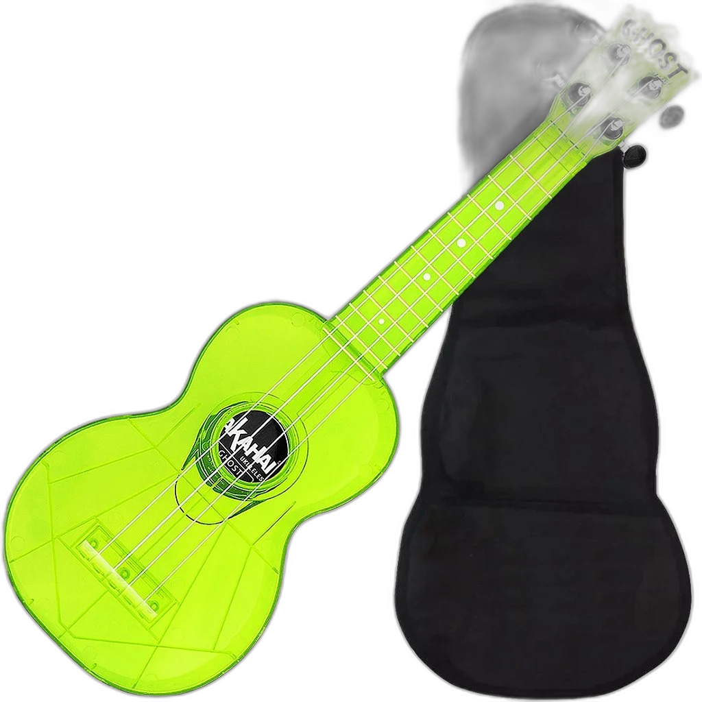 Kit Ukulele Akahai Ghost Soprano Elétrico Hawaii Lemon Transparente Ux02