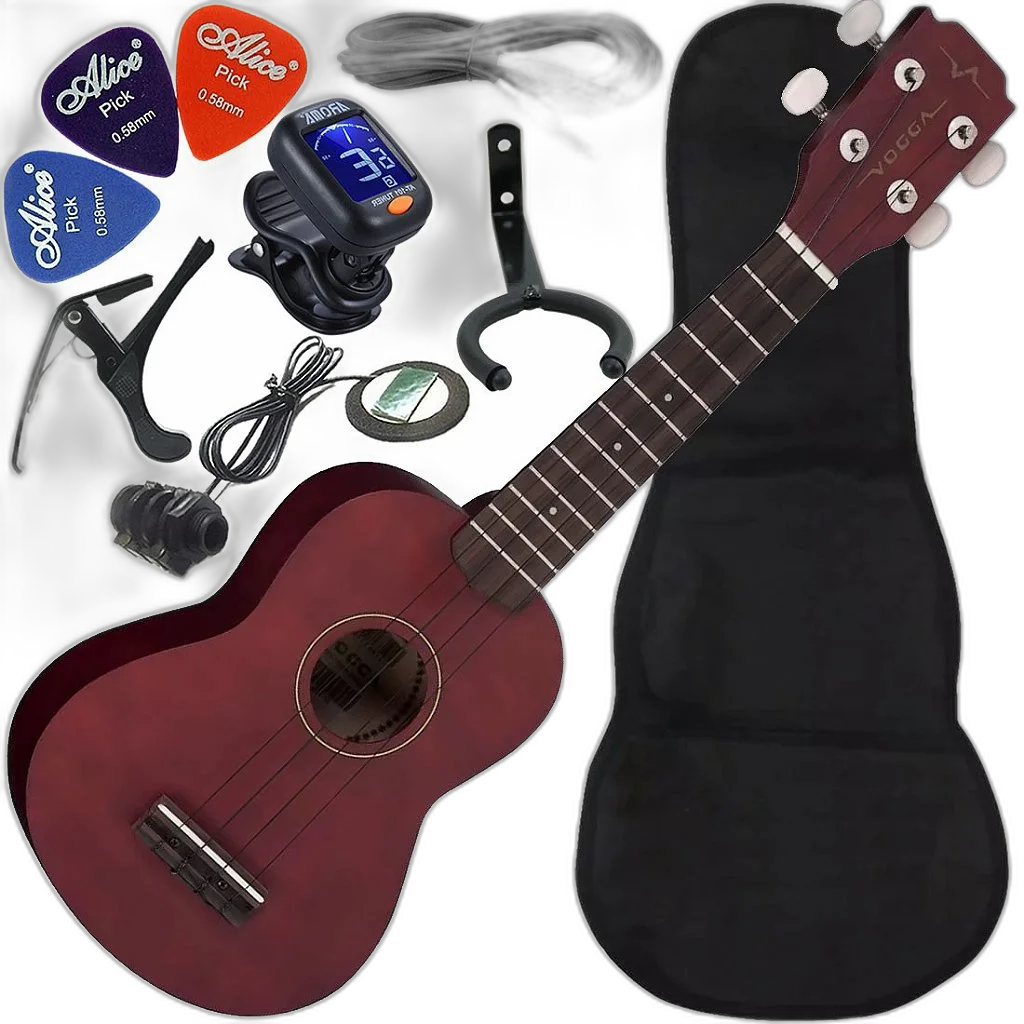 Kit Ukulele Soprano Elétrico Vogga VUK303 BC - Brown Coffee Ux02