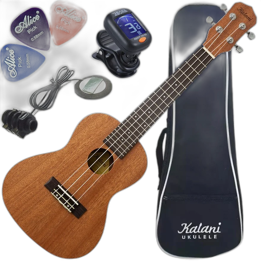 Kit Ukulele Concerto Elétrico Kal220 CS Série Tribes Kalani Ux04