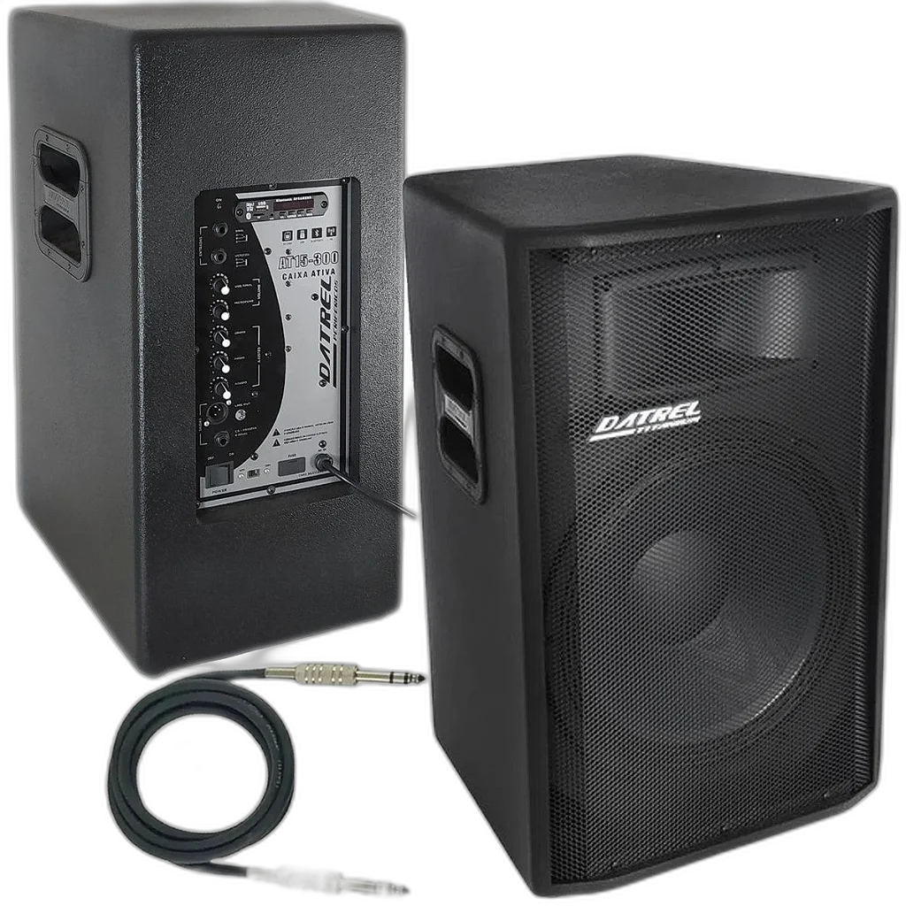 Kit Caixa de Som Datrel Ativa e Passiva Falante 15" 600w Rms Titanium Bluetooth Usb CSX01