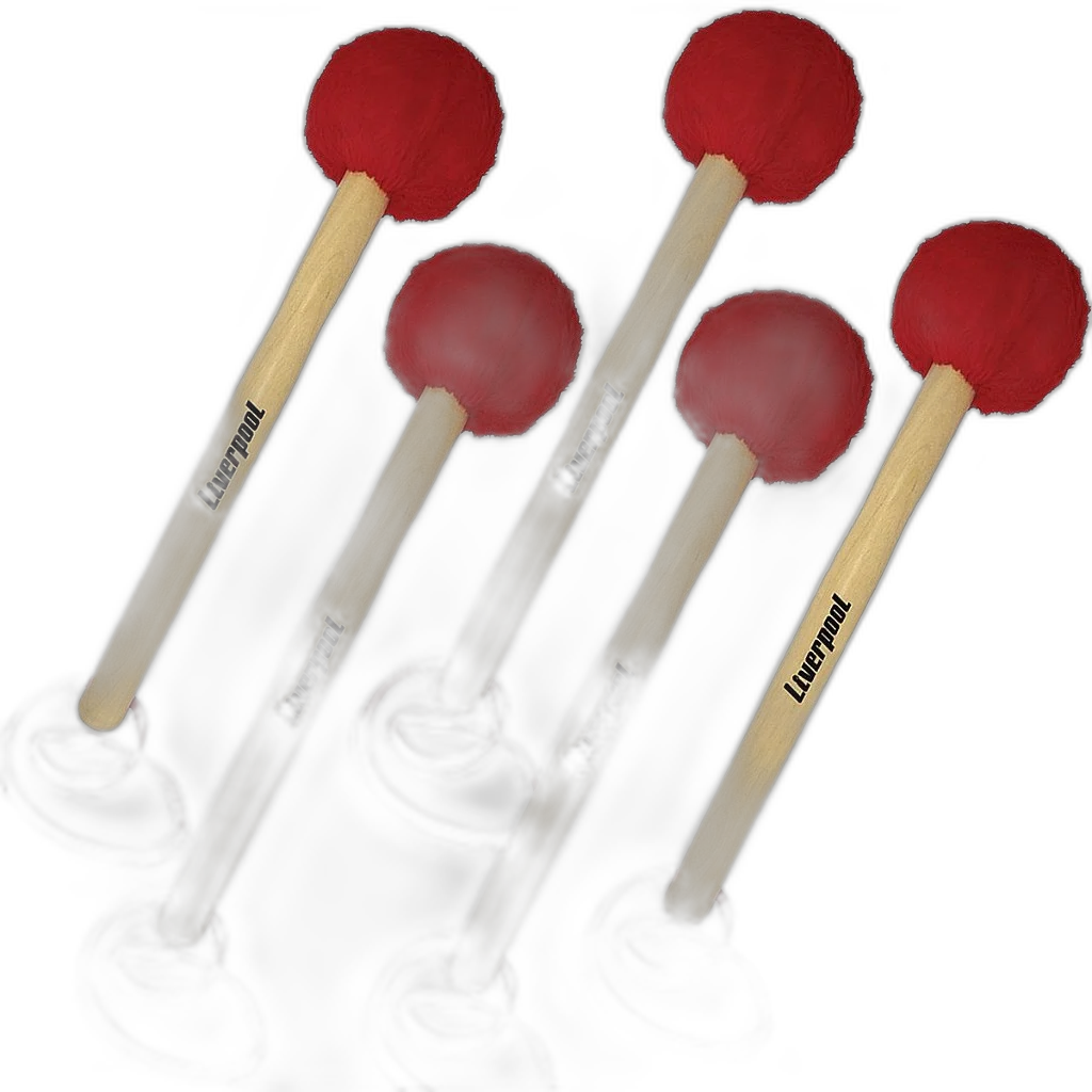 Kit 5 Maçaneta Liverpool Cabo Madeira 300mm Pelúcia Vermelha MC48V