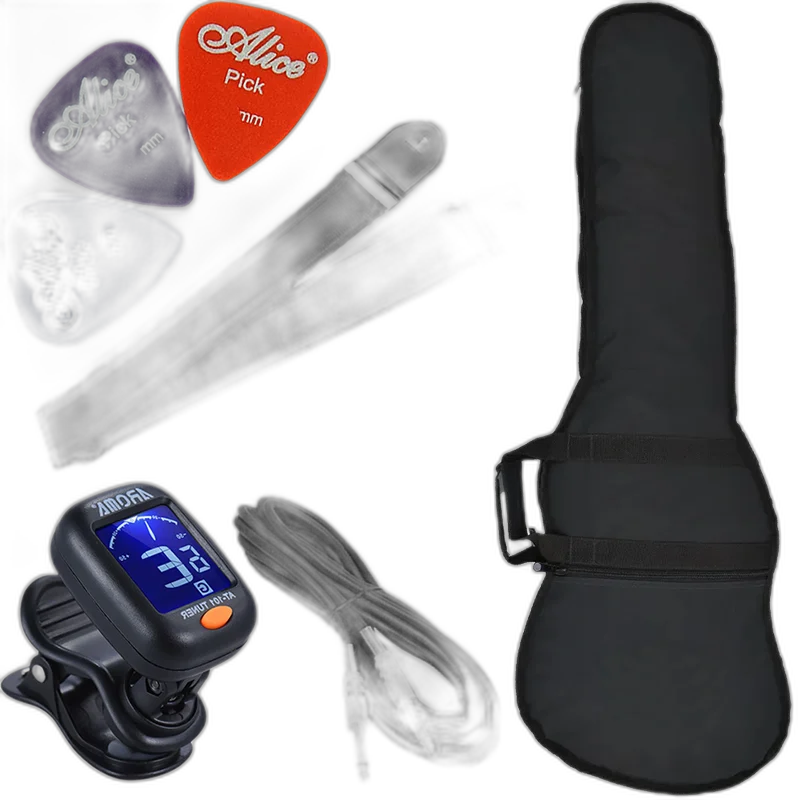 Kit Acessórios Carbon Para Contrabaixo C/ Capa Palhetas Afinador Correia e Cabo P10 BX01