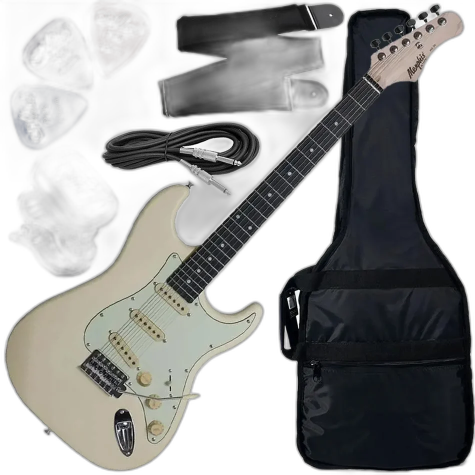 Kit Guitarra Elétrica Strato Tagima Memphis MG-30 Wh Branco Gx01