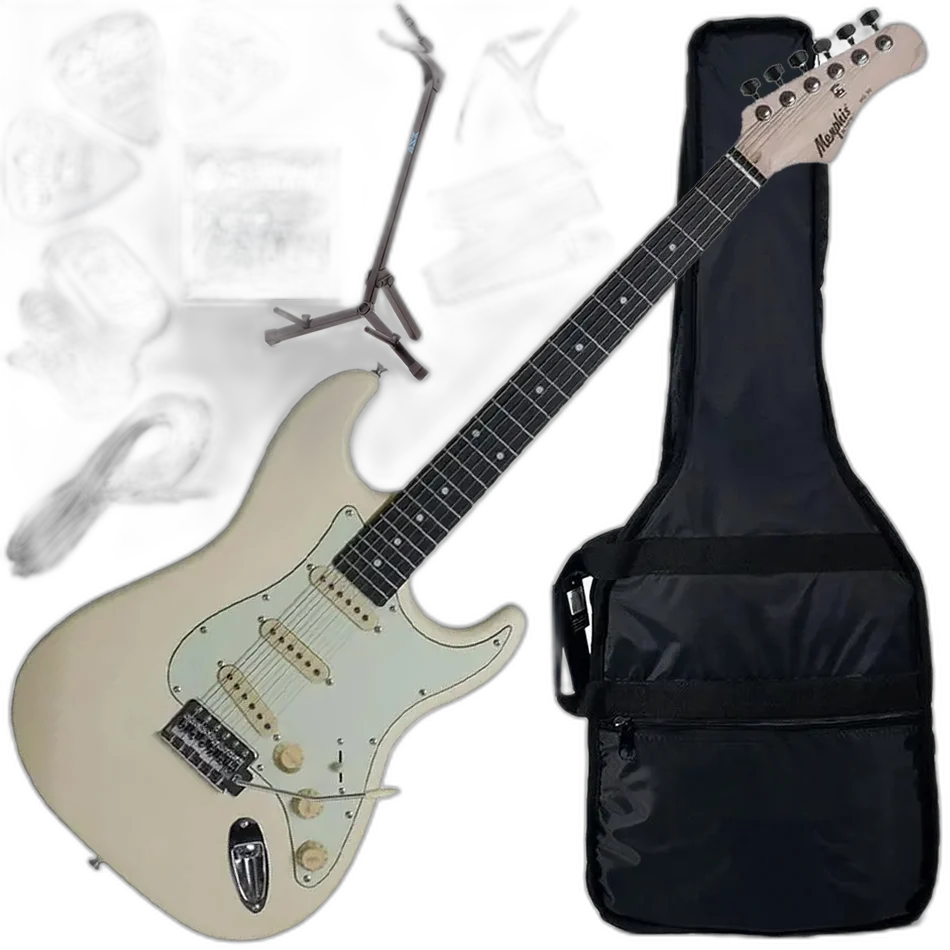 Kit Guitarra Elétrica Strato Tagima Memphis MG-30 Wh Branco Gx02