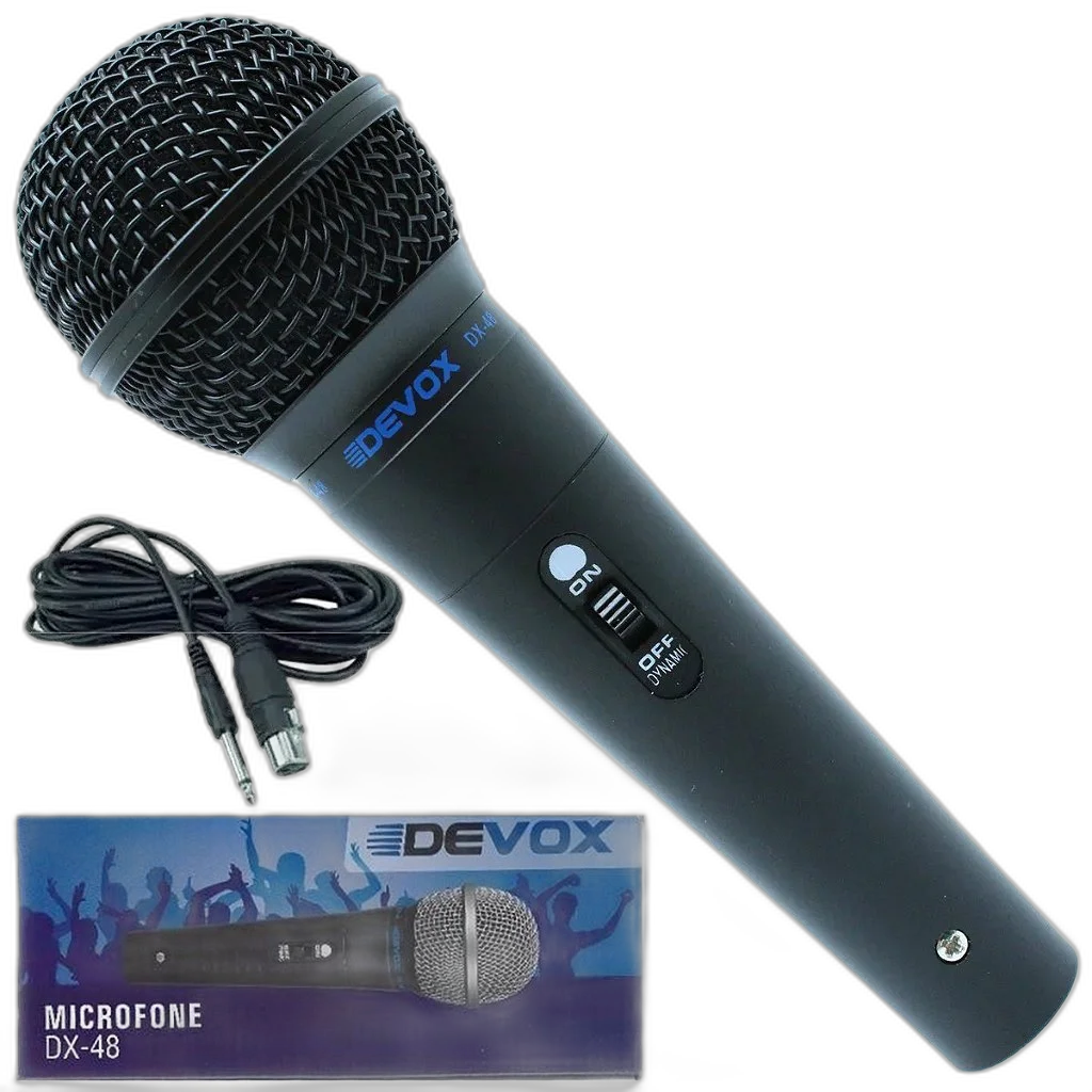 Microfone Com Fio De Mão Devox Dx-48 Profisssional Dinâmico