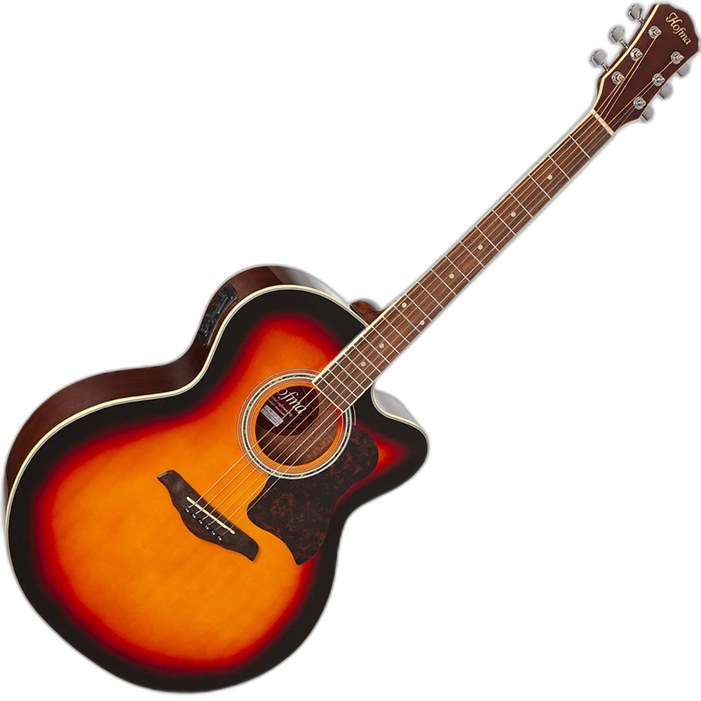 Violão Eletroacústico Cutway Jumbo Hofma HMJ223 Aço Sunburst Brilhante