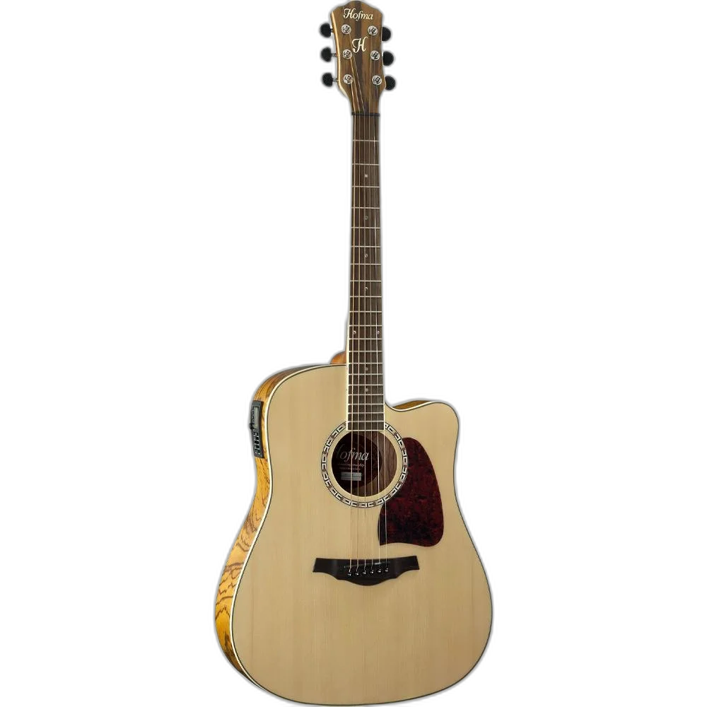 Violão Elétrico Hofma Hmd 275 Folk Aço Natural Brilhante