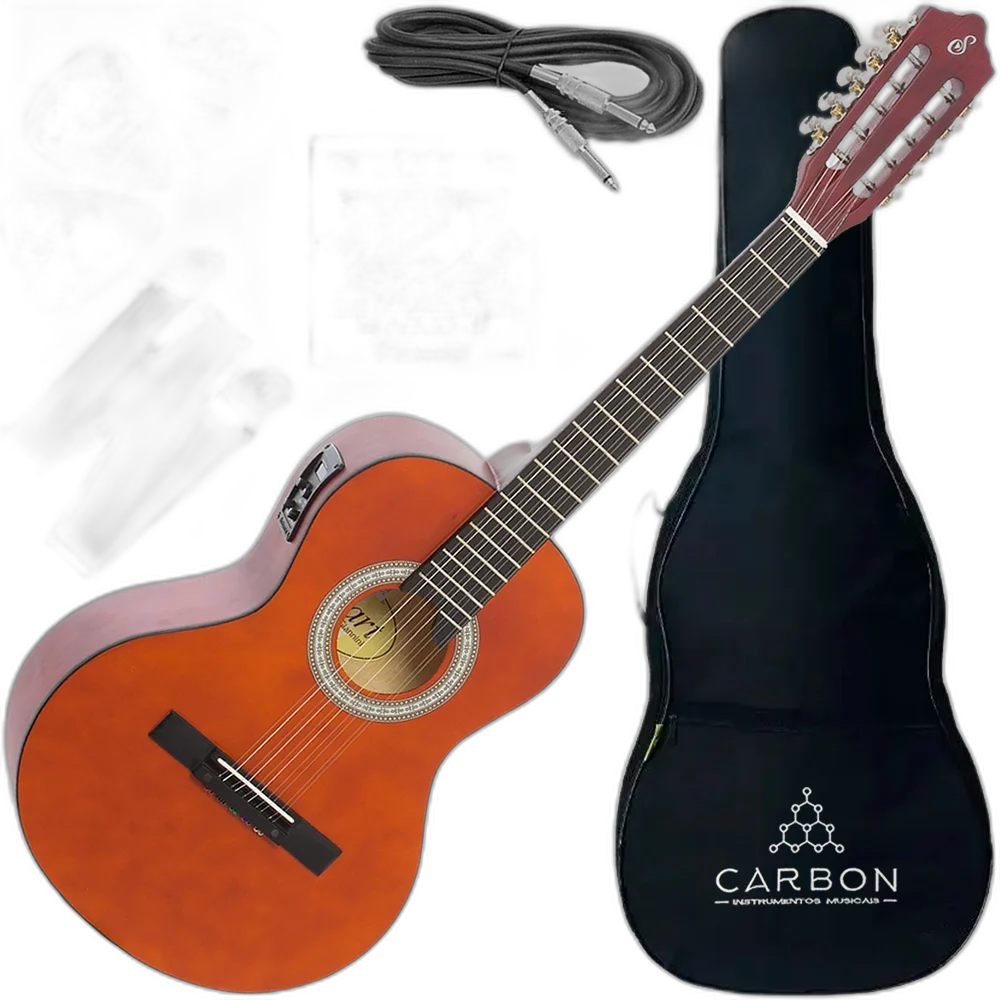 Kit Viola Caipira Elétrica Giannini VS-14 EQ Natural C/ Acessórios