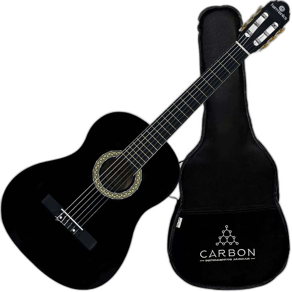Kit Violão Acústico Harmonics GC-10 Nylon Preto Vx05