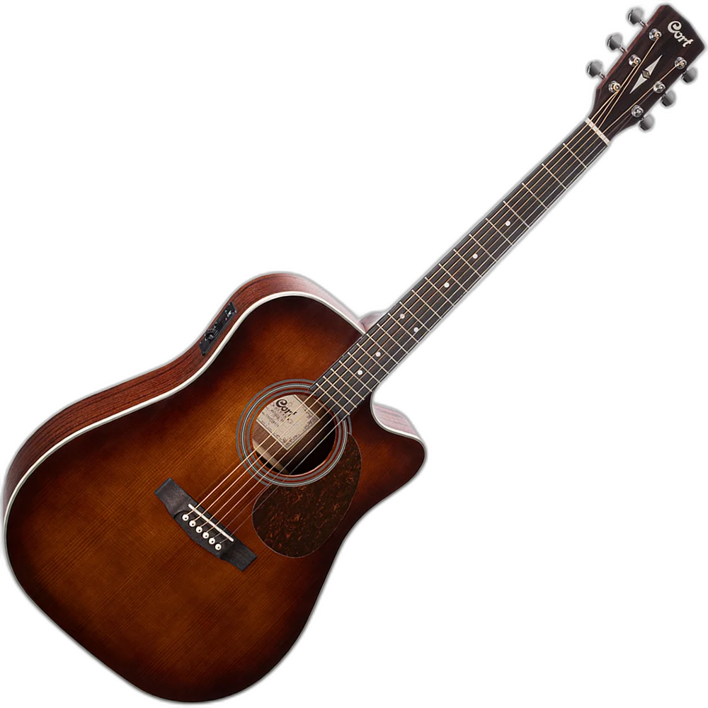 Violão Cort Mr500e Folk Elétrico Aço Open Pore Brown Burst