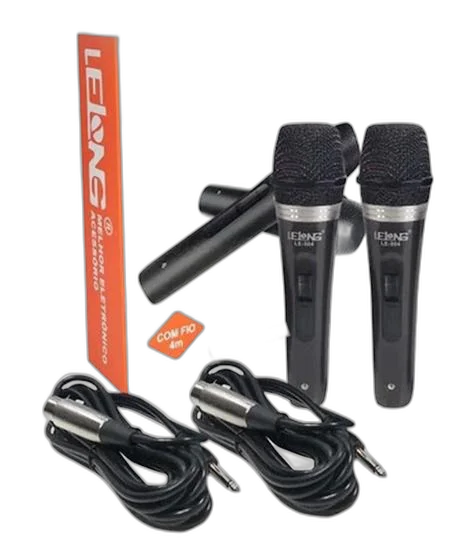 Microfone Duplo Profissional Cardioide Com Fio Lelong LE-904