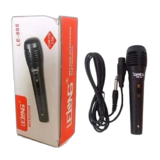 Microfone Profissional Cardioide Com Fio Lelong LE-905