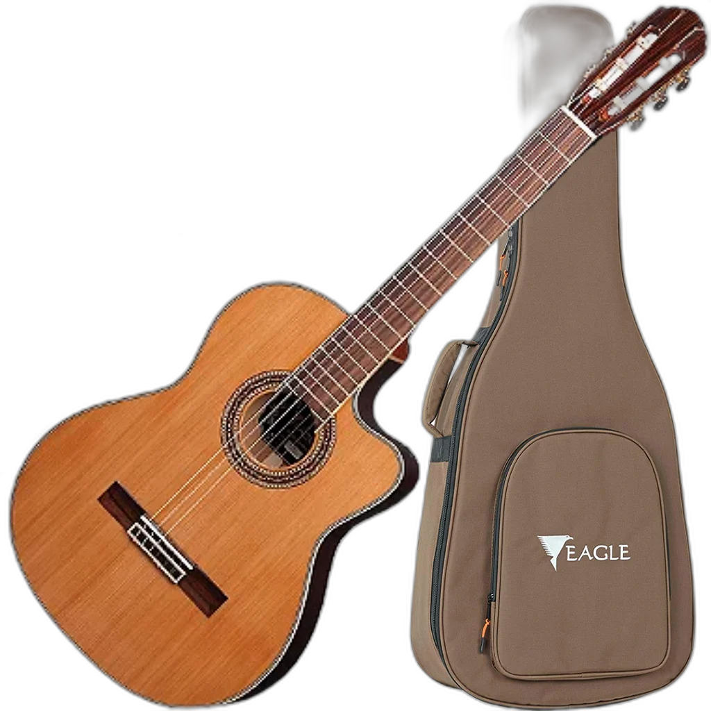Kit Violão Elétrico Eagle Emn860c Nylon Eq Promix Natural Vx02