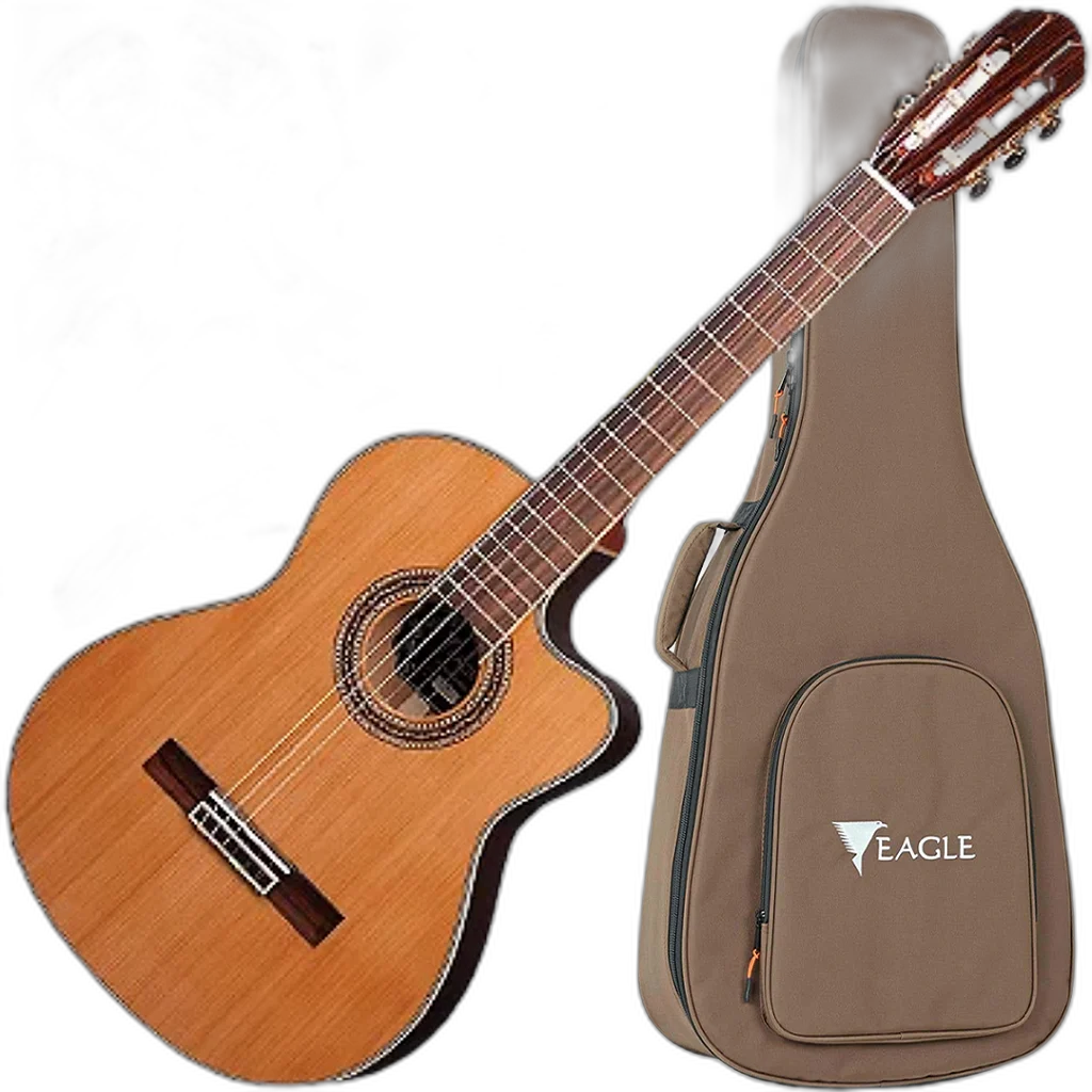 Kit Violão Elétrico Eagle Emn860c Nylon Eq Promix Natural Vx03