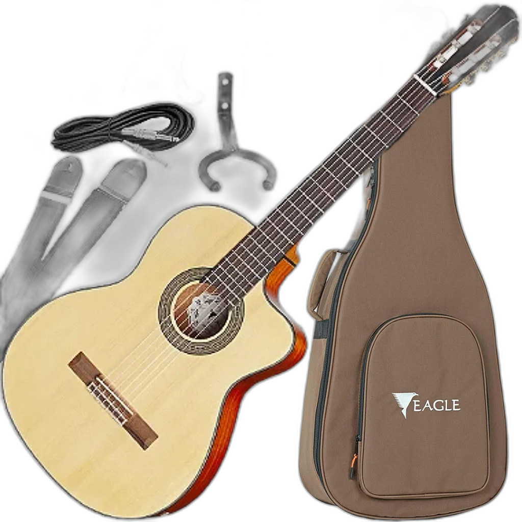 Kit Violão Eletroacustico Cutaway Eagle Ch800 STNT Satin Natural Vx02