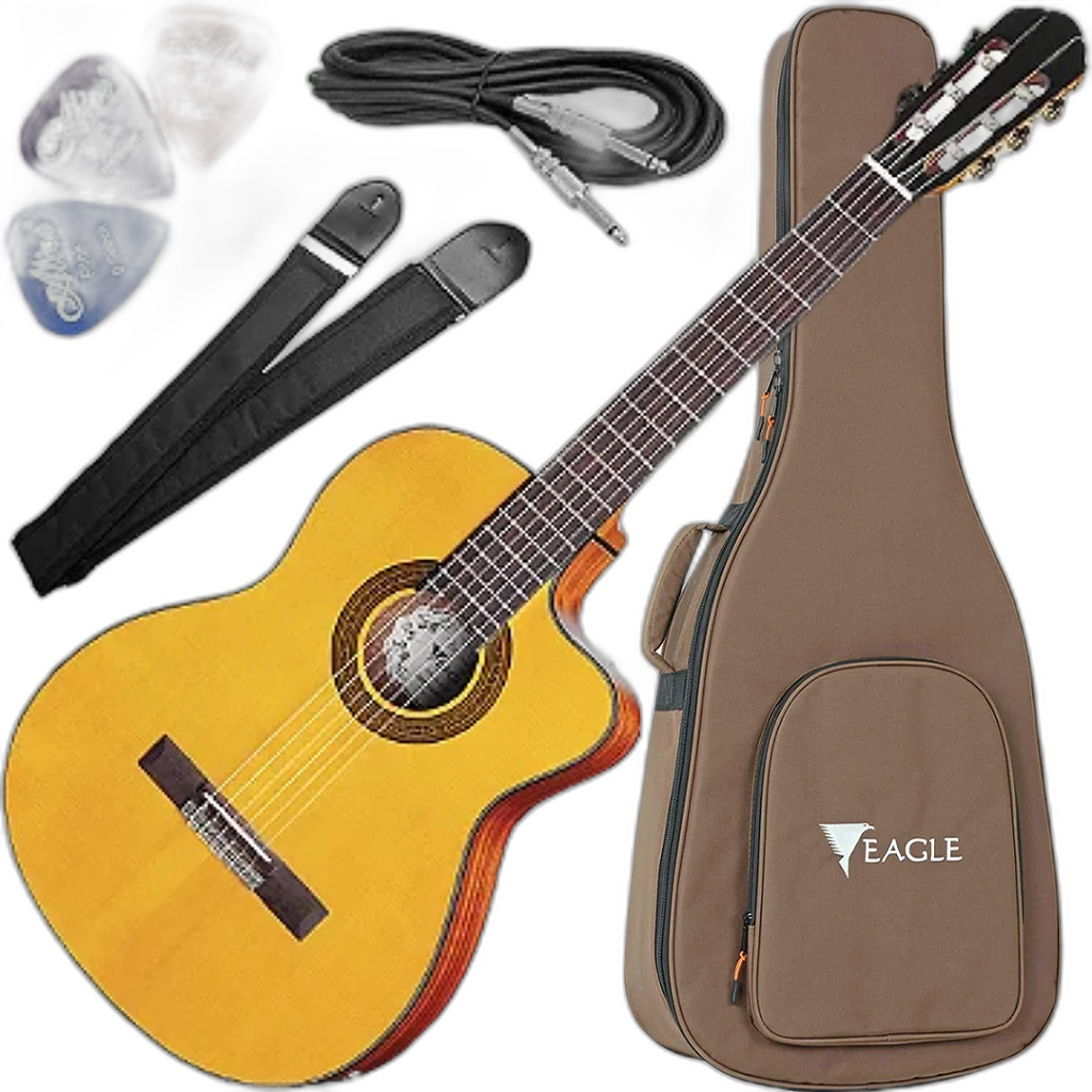 Kit Violão Eletroacustico Cutaway Eagle Ch800 Vintage Acetinado Vx01