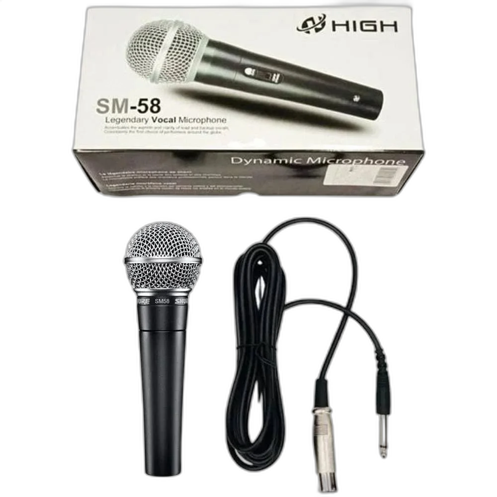 Microfone Profissional Vocal Dinâmico Com Cabo Sm58