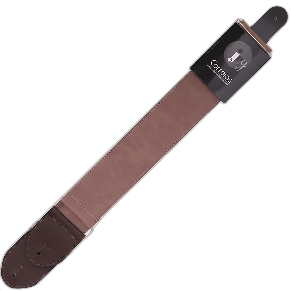 Correia Couro Sintético Stonada Marrom 7 cm P/ Violão, Guitarra, Baixo