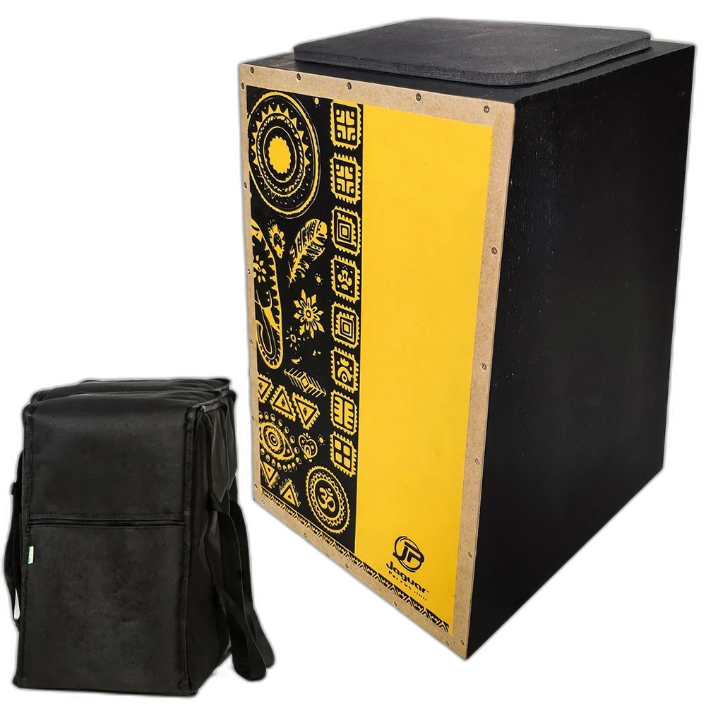 Cajon Acustico Jaguar K2 Pb 021 Estampa Flores Amarelo + Capa