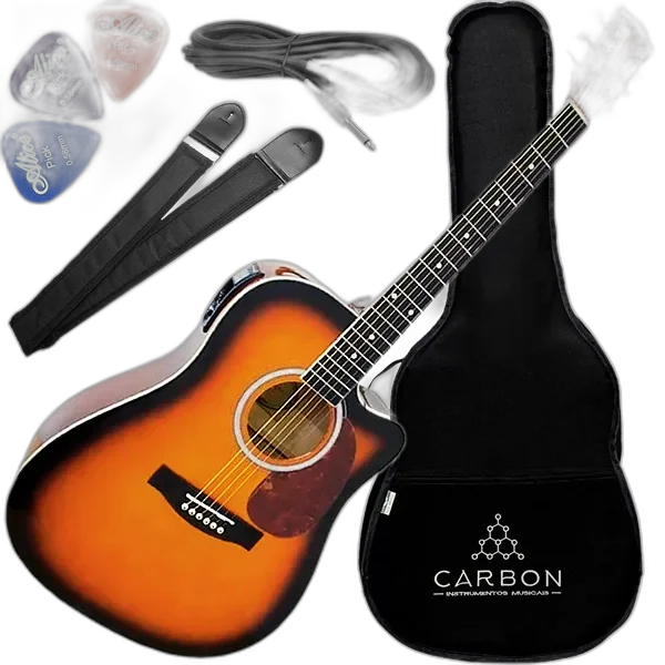 Kit Violao Eletroacústico Aço Folk Marques Va01 EQ SB Sunburst Vx01