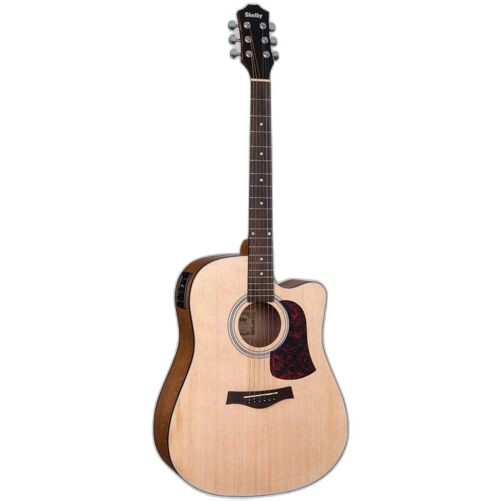 Kit Violão Eletroacústico Aço Shelby Sgd193c Stnt Natural Vx01