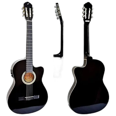 Kit Violão Flat Giannini Eletroacústico NF-14 Ceq Bk Nylon Cutaway Preto