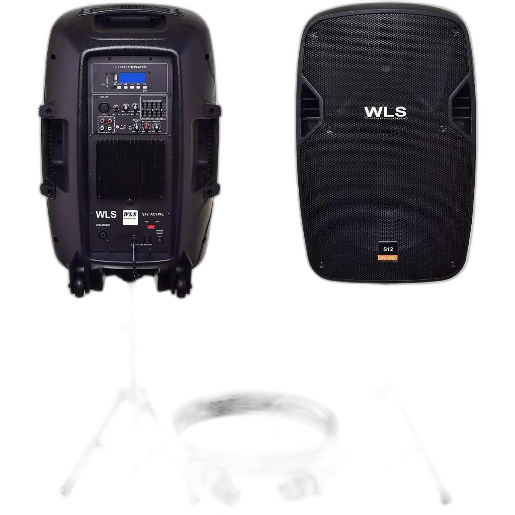 Kit Caixa De Som Ativa Passiva Wls S12 Bluetooth 430w + Cabo Tripé