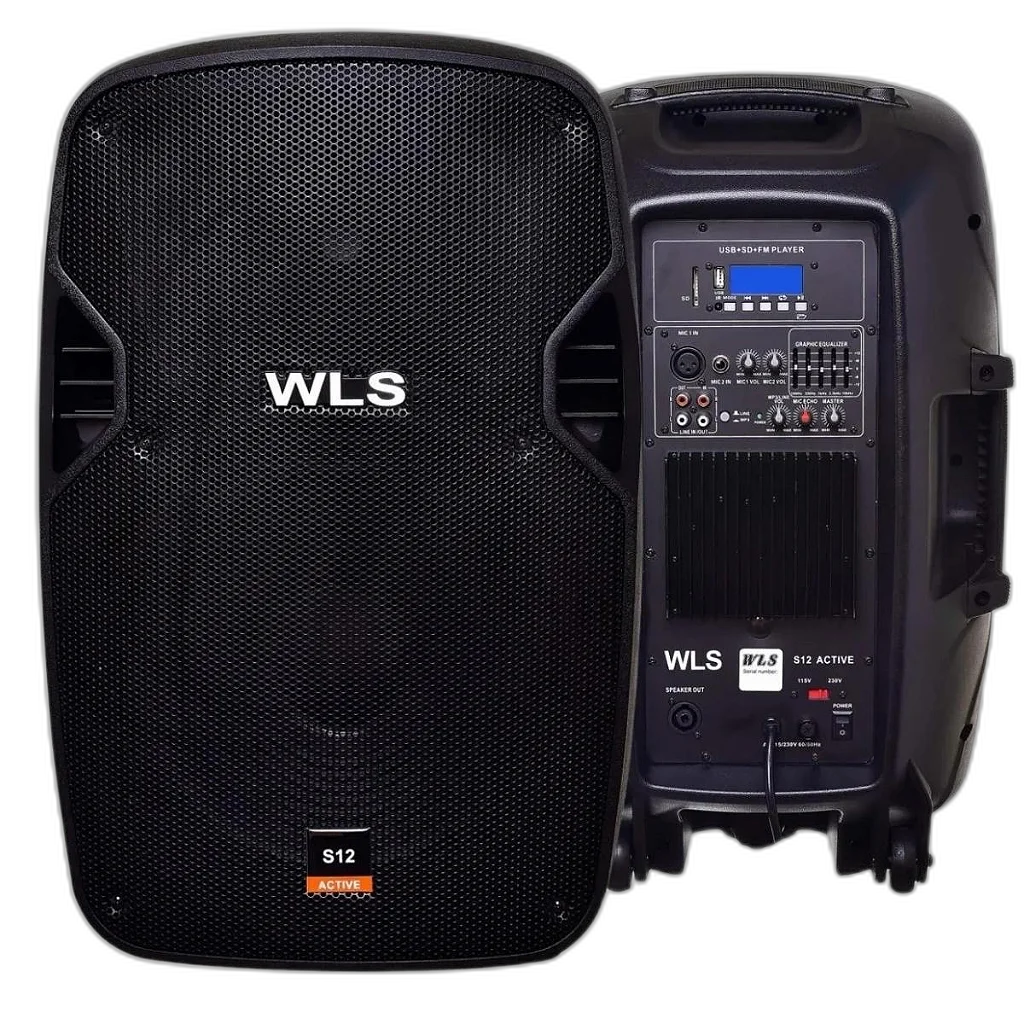 Kit Caixa De Som Ativa Passiva Wls S12 Bluetooth 430w + Cabo Tripé