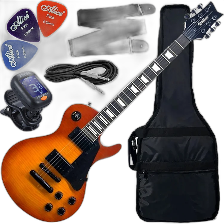 Kit Guitarra Waldman Les Paul GLP-25F HB Honey Burst Gx1