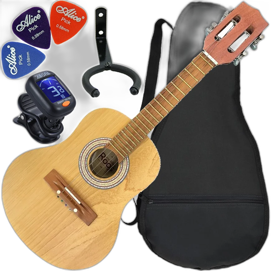 Kit Cavaquinho Acústico Roos Iniciante Natural Satin Cvx3