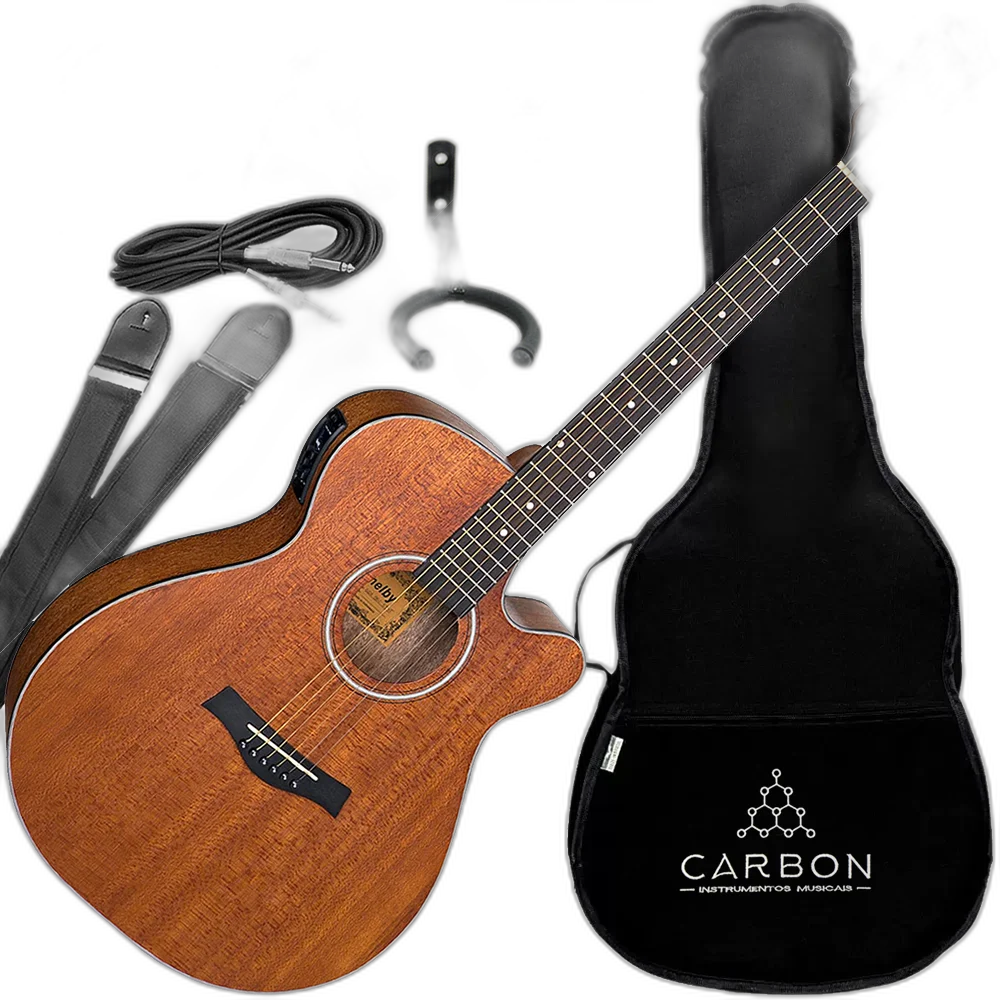 Kit Violão Eletroacústico Shelby SGA196C Folk Aço Satin Natural Vx02
