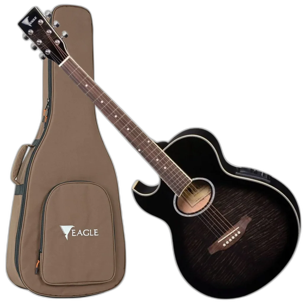 Violão Eletroacústico Eagle GL36 Bkb Canhoto Cutaway Preto